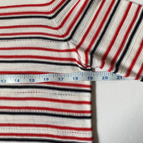 Talbots Sweater Womens Medium Petite Mulitcolor Pointelle Knit 3/4 Sleeves - Picture 9 of 13